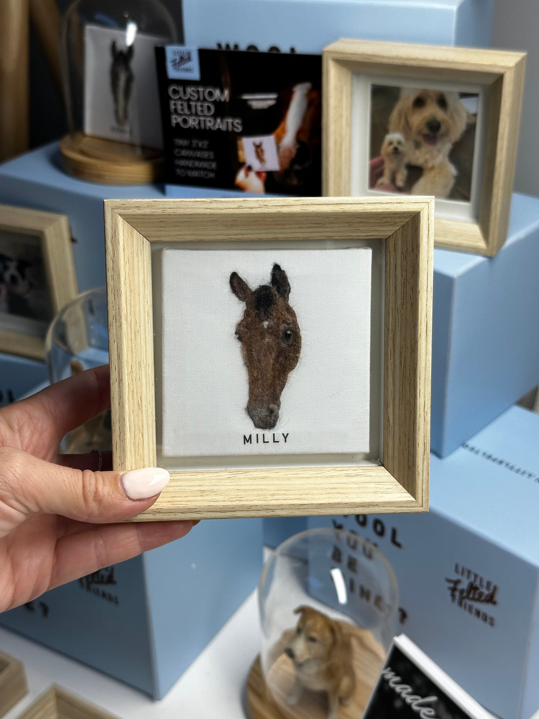 Custom Felted Horse Portrait Mini Canvas